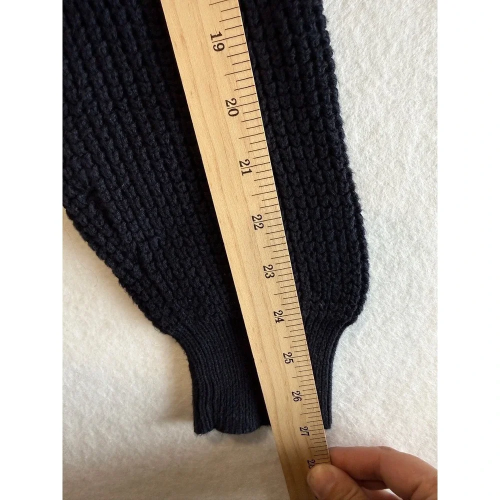 J.Crew Quarter-Zip Sweater Mens Large Navy Blue Waffle Knit Cotton H2713